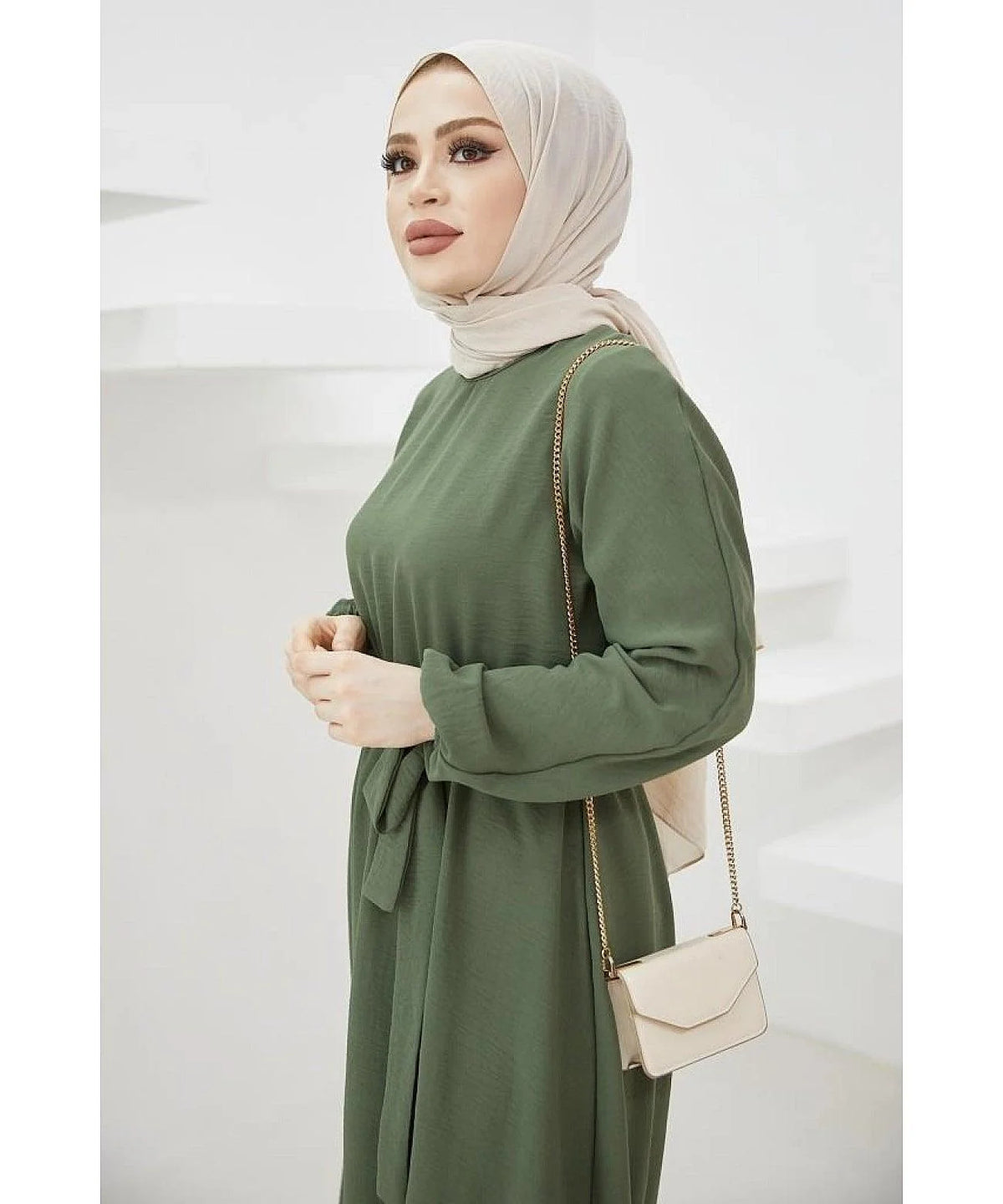 Long Turkish Eid Belt Abaya Dress for Women