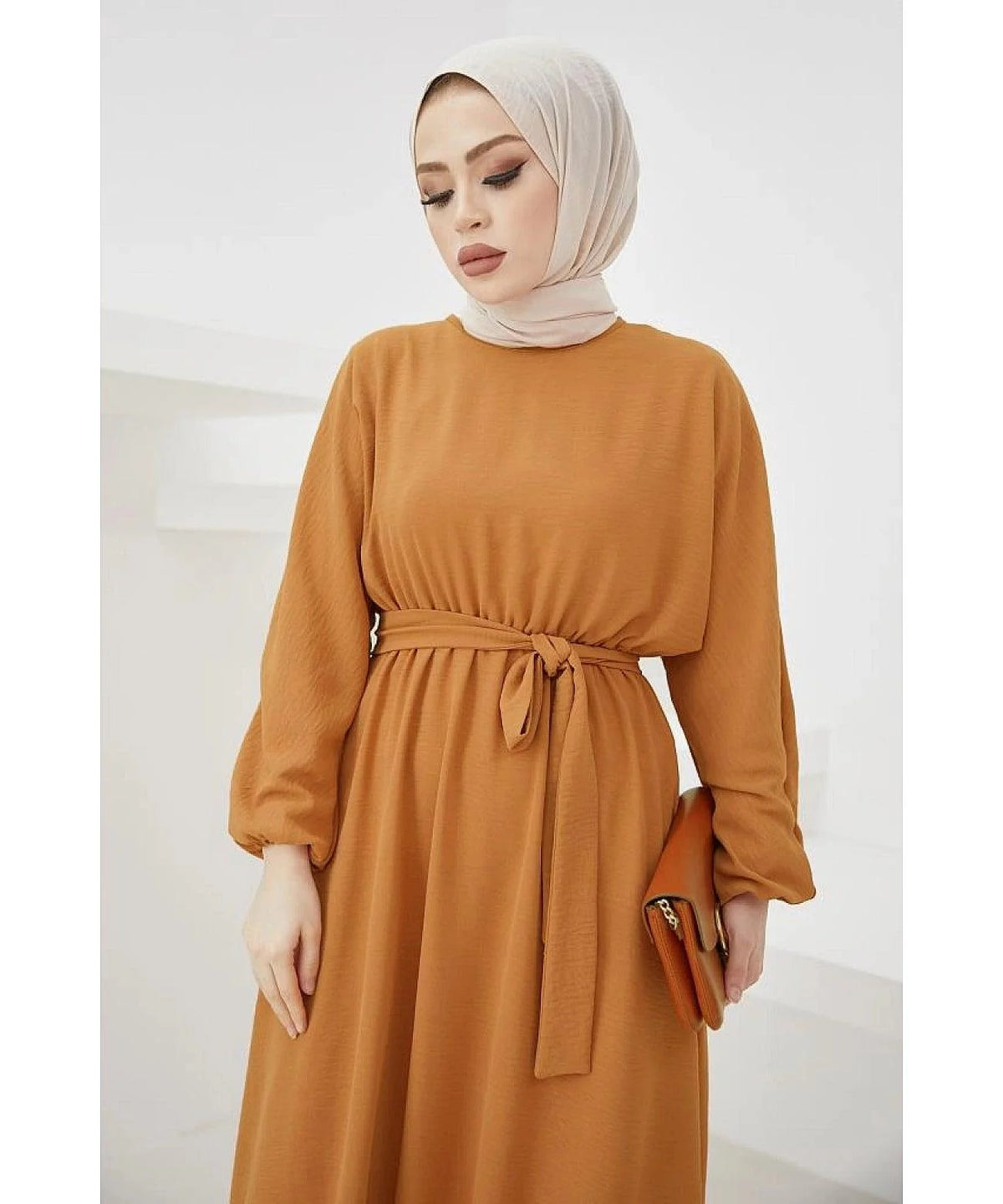 Long Turkish Eid Belt Abaya Dress for Women