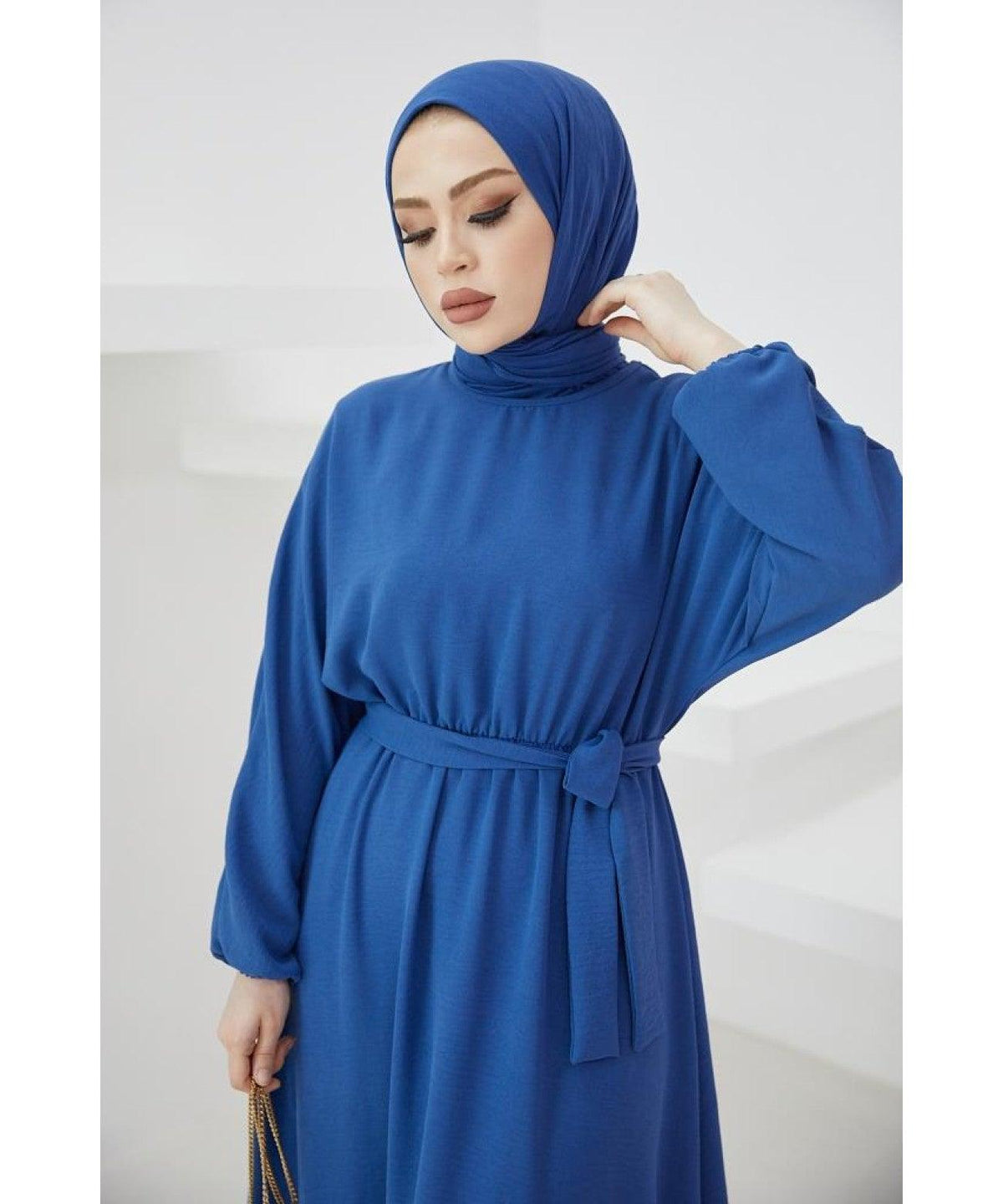 Long Turkish Eid Belt Abaya Dress for Women