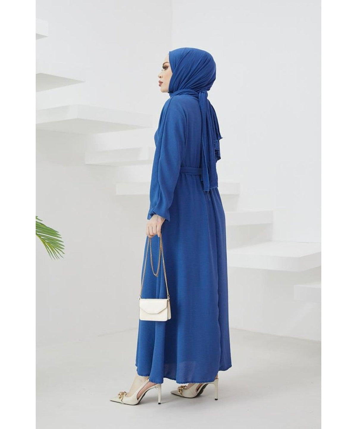 Long Turkish Eid Belt Abaya Dress for Women