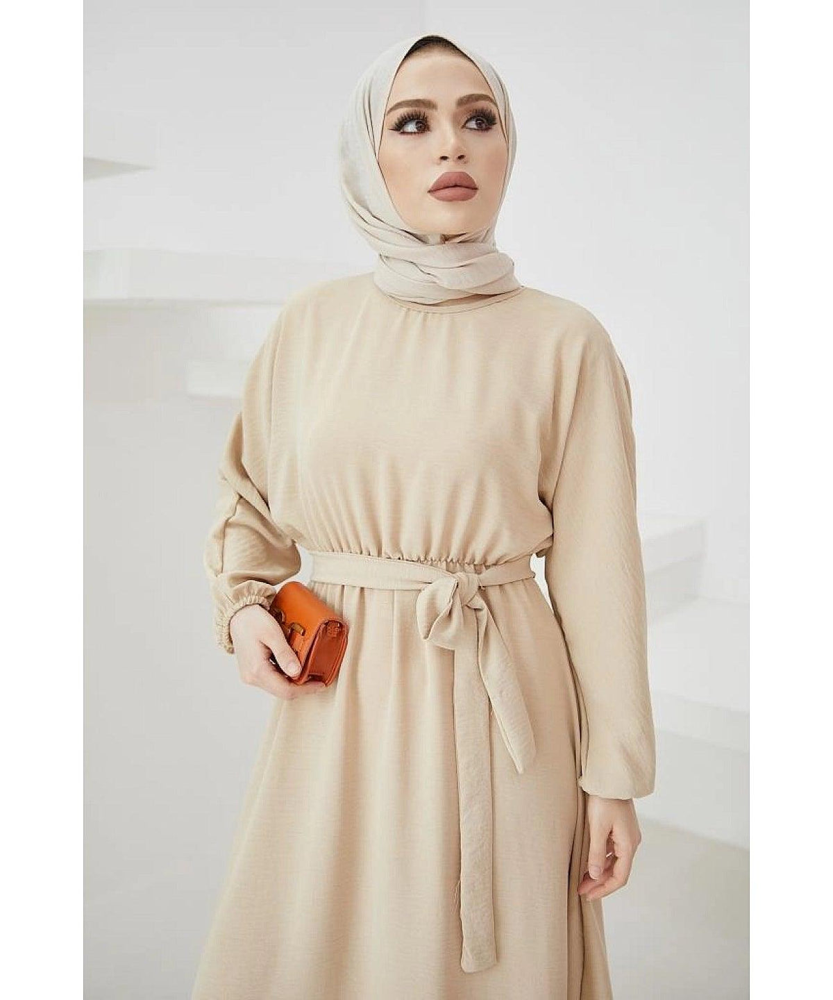 Long Turkish Eid Belt Abaya Dress for Women