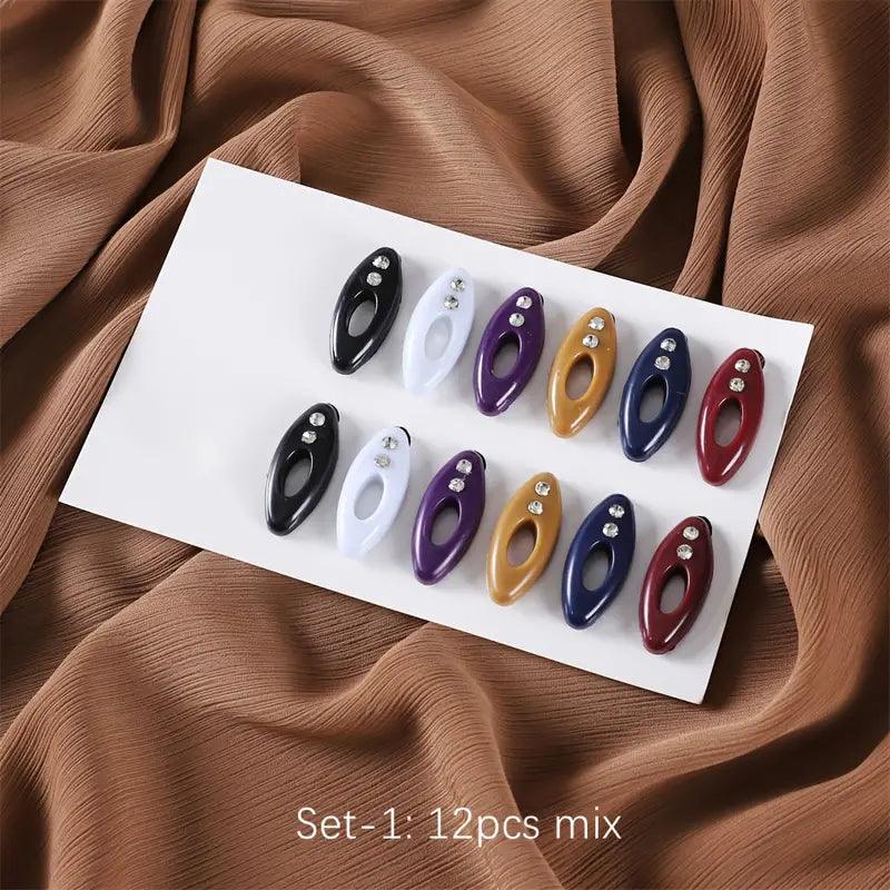 6/12 Pcs Rhinestone Buckles Clips