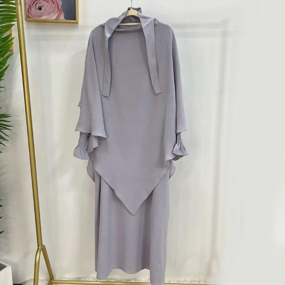 On sale - 2 Piece Long Triangle Jilbab - 15 Colours - Free