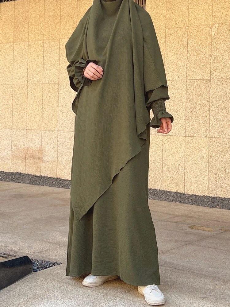 On sale - 2 Piece Long Triangle Jilbab - 15 Colours - Free