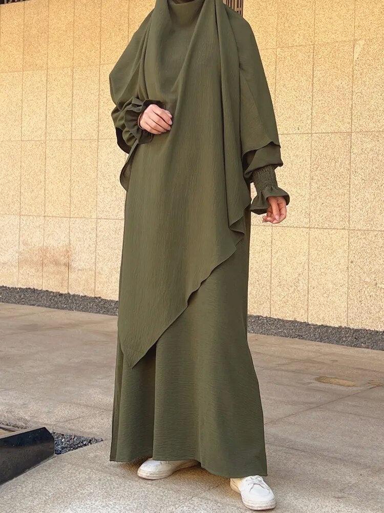 On sale - 2 Piece Long Triangle Jilbab - 15 Colours - Free