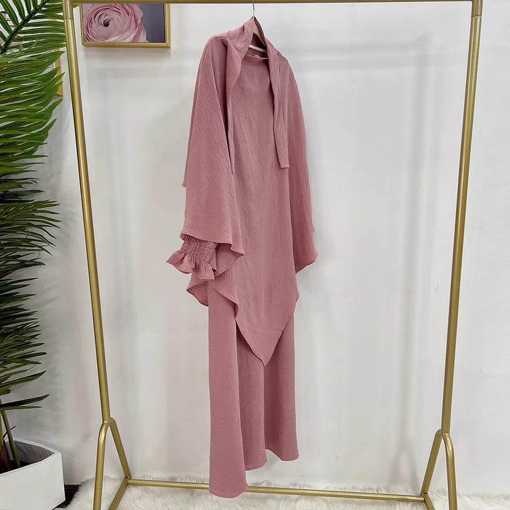 On sale - 2 Piece Long Triangle Jilbab - 15 Colours - Free