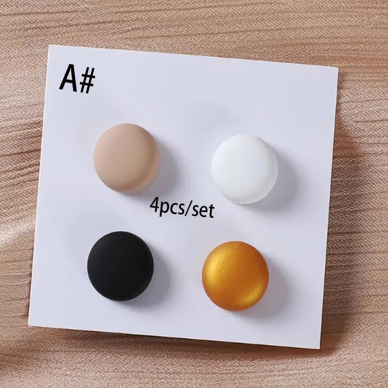 4 Pcs Mixed Colors Macaroon Shape Round Magnetic Buckle