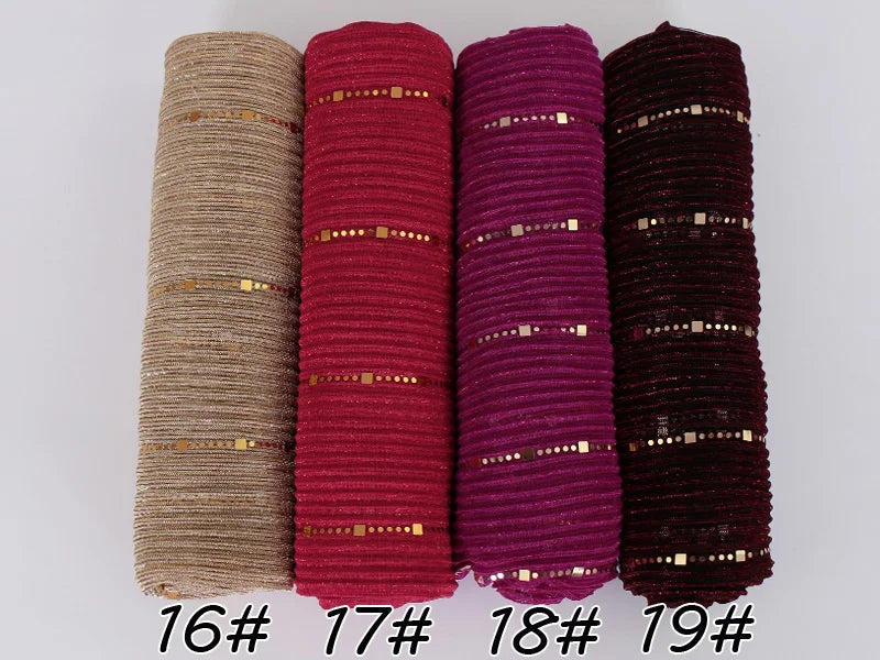Solid Color Glitter Gold Hijab Scarf for Women