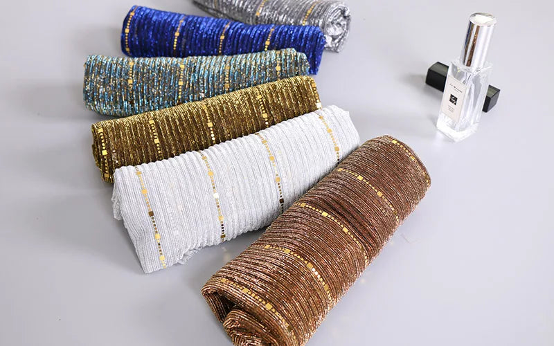 Solid Color Glitter Gold Hijab Scarf for Women