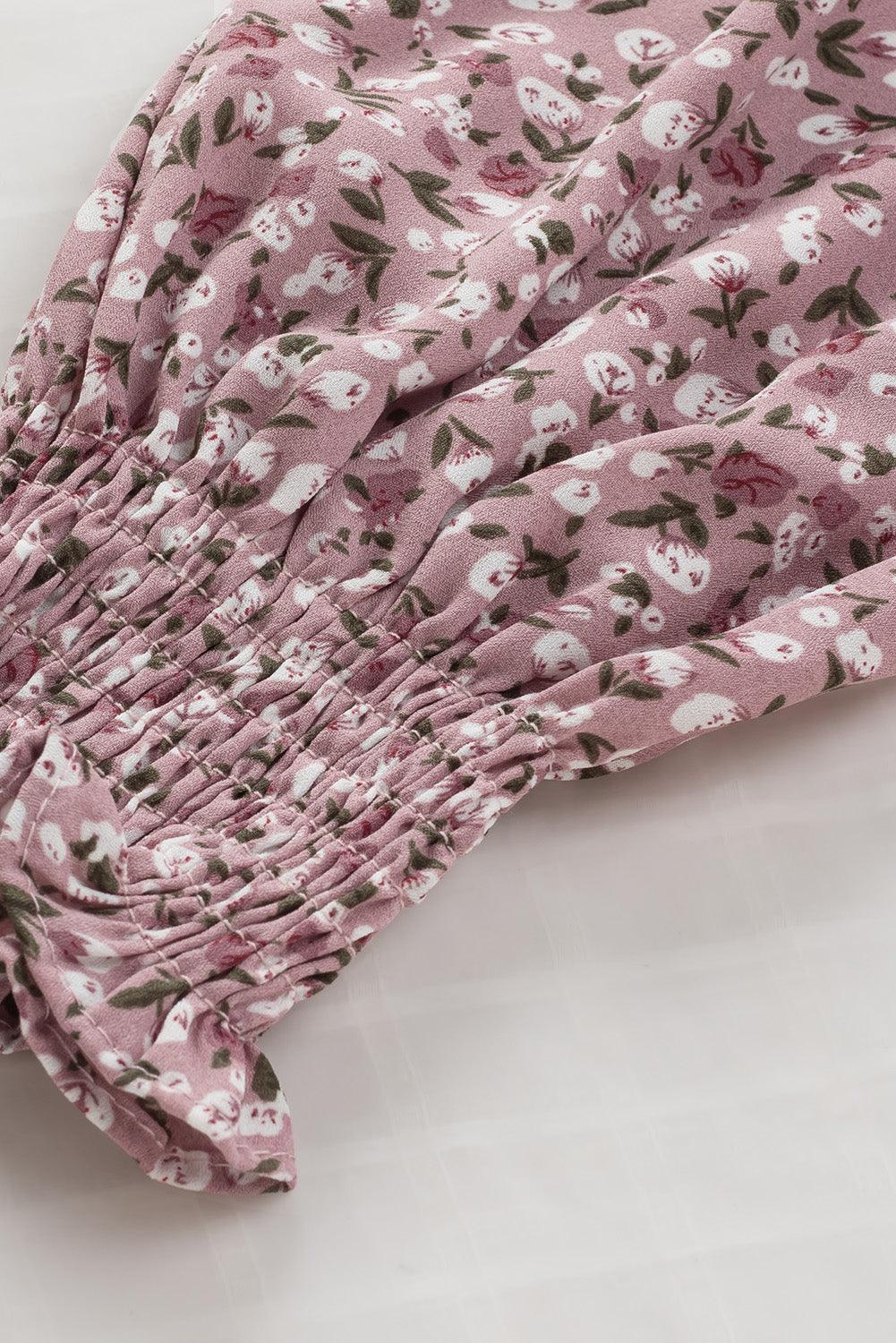 Front Long Sleeve Floral Print Summer Blouse for Women