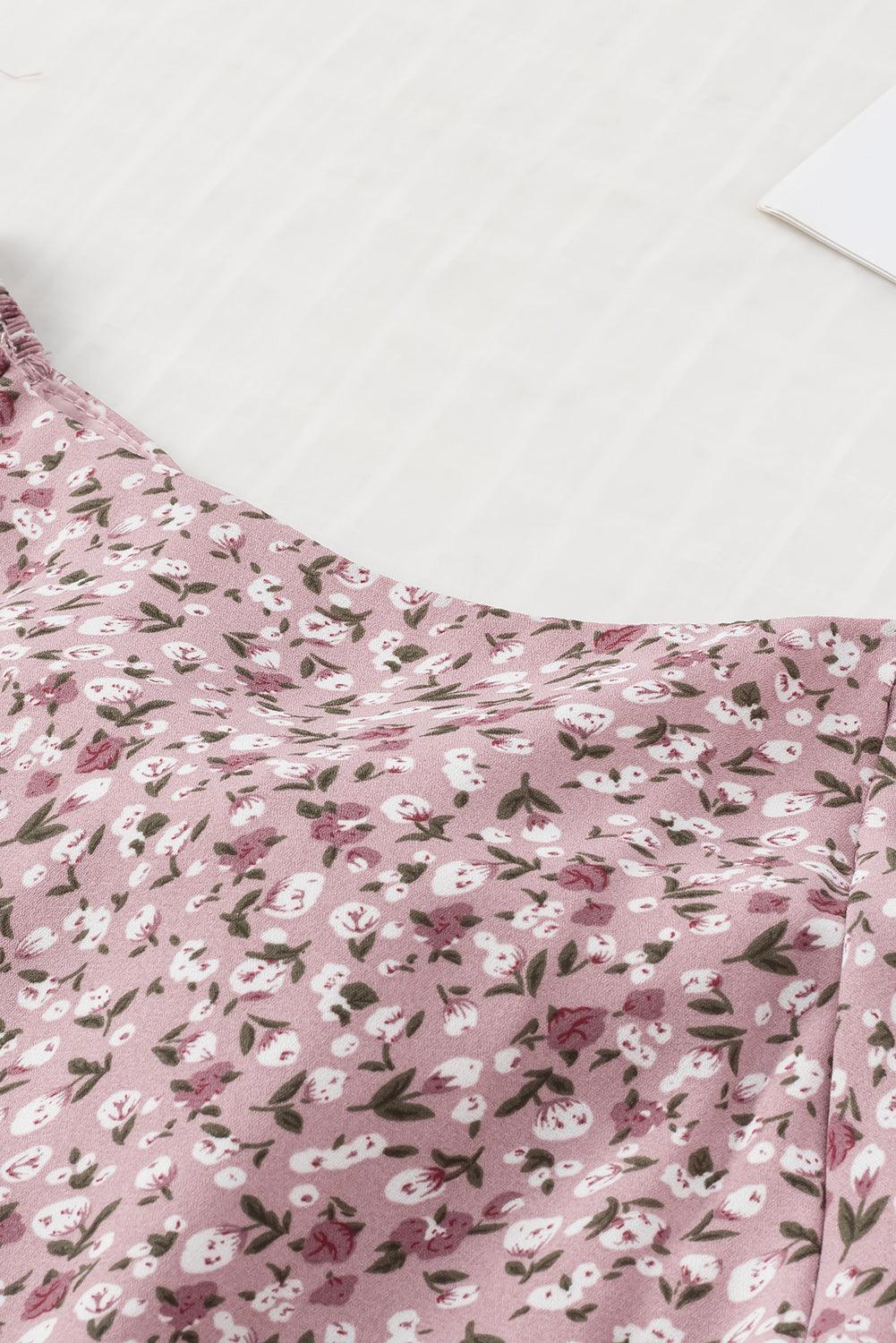 Front Long Sleeve Floral Print Summer Blouse for Women