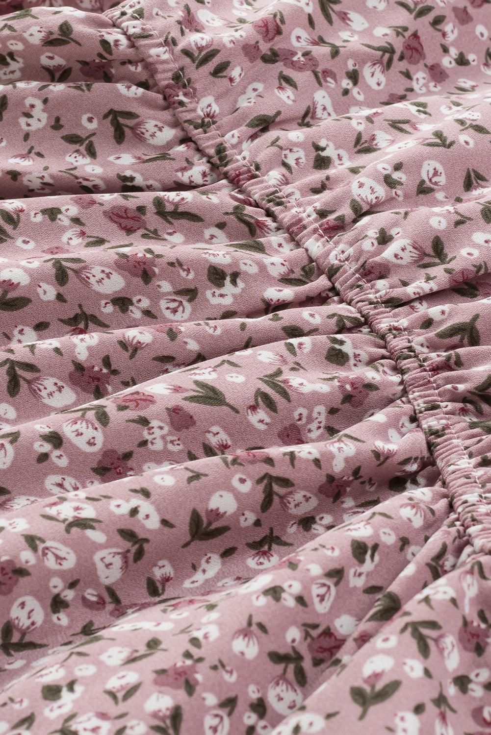 Front Long Sleeve Floral Print Summer Blouse for Women