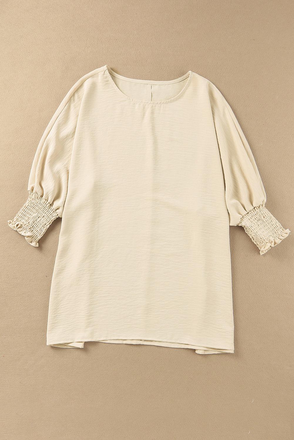 Smocked Wrist Shift Top Blouse for Women
