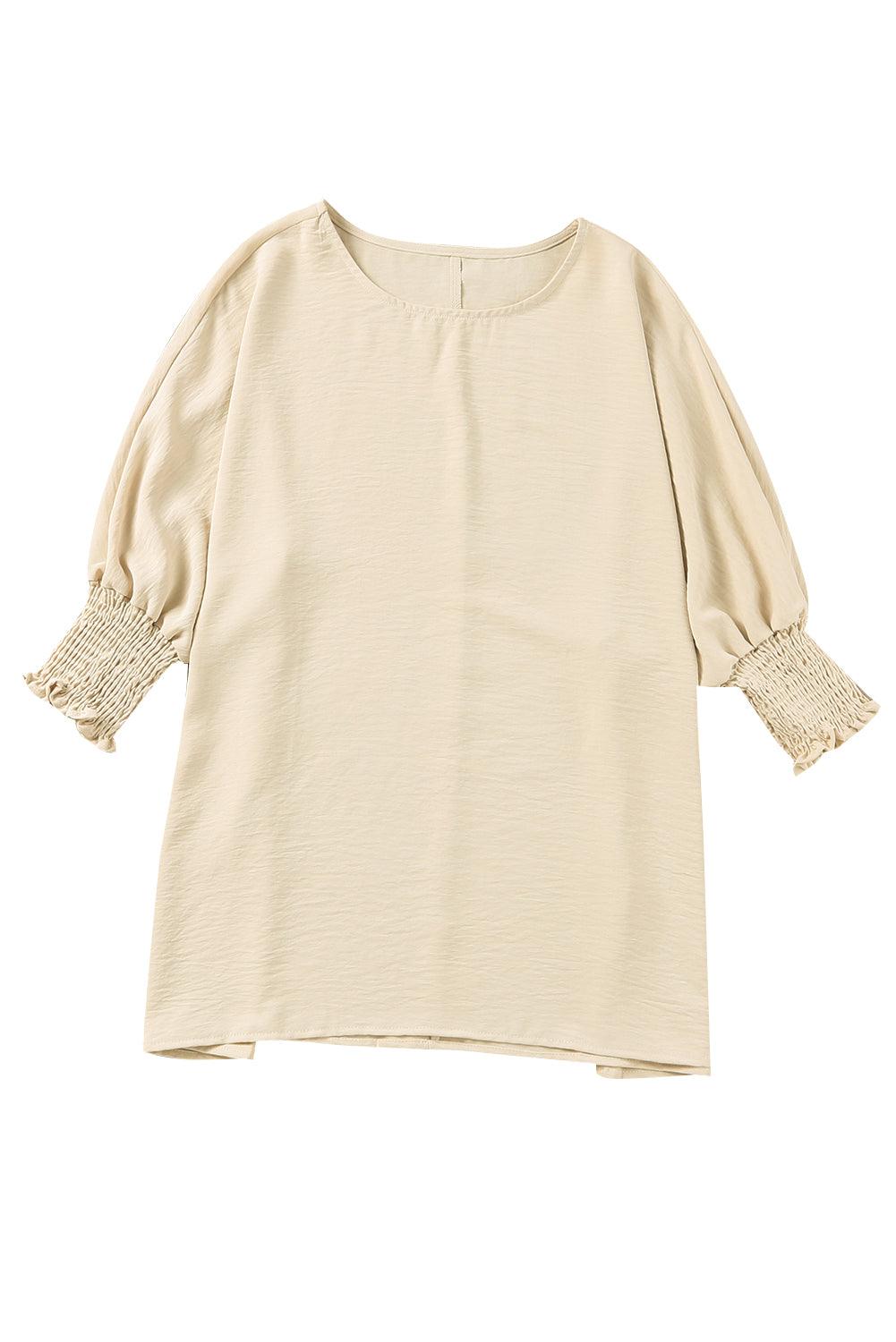 Smocked Wrist Shift Top Blouse for Women