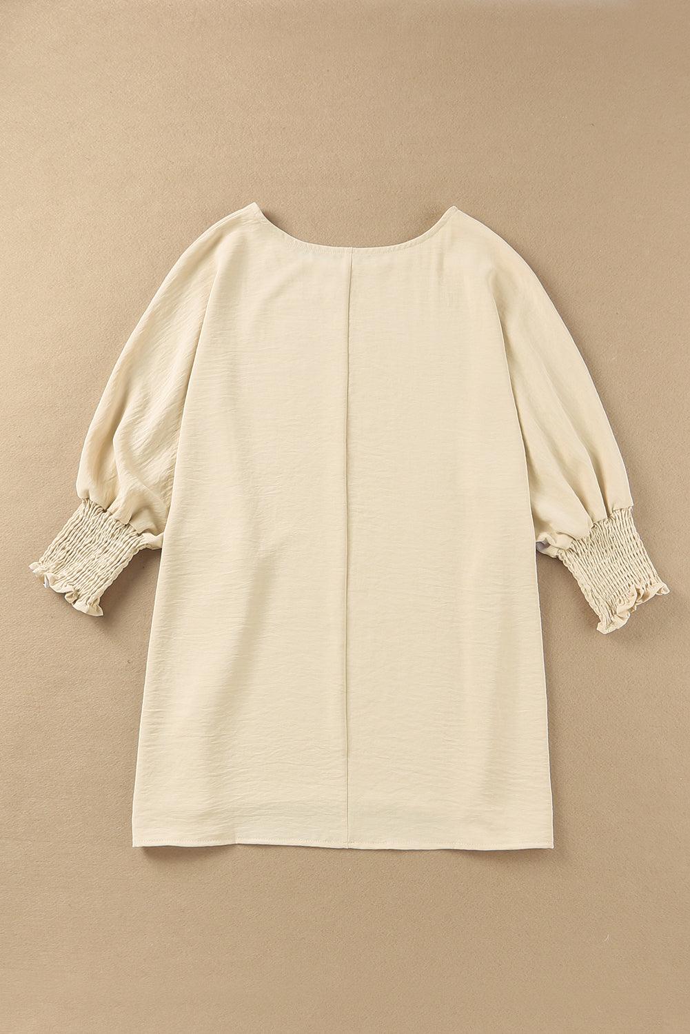Smocked Wrist Shift Top Blouse for Women