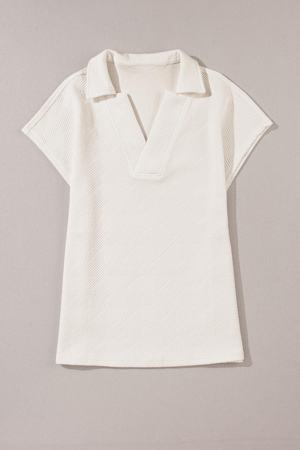 V Neck Ruffle Short Sleeve Summer Tunic Tops Casual Blouses for Women