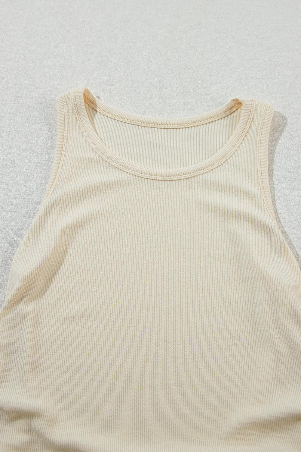 Plain Ruched Side Slim Summer Tank Top for Women