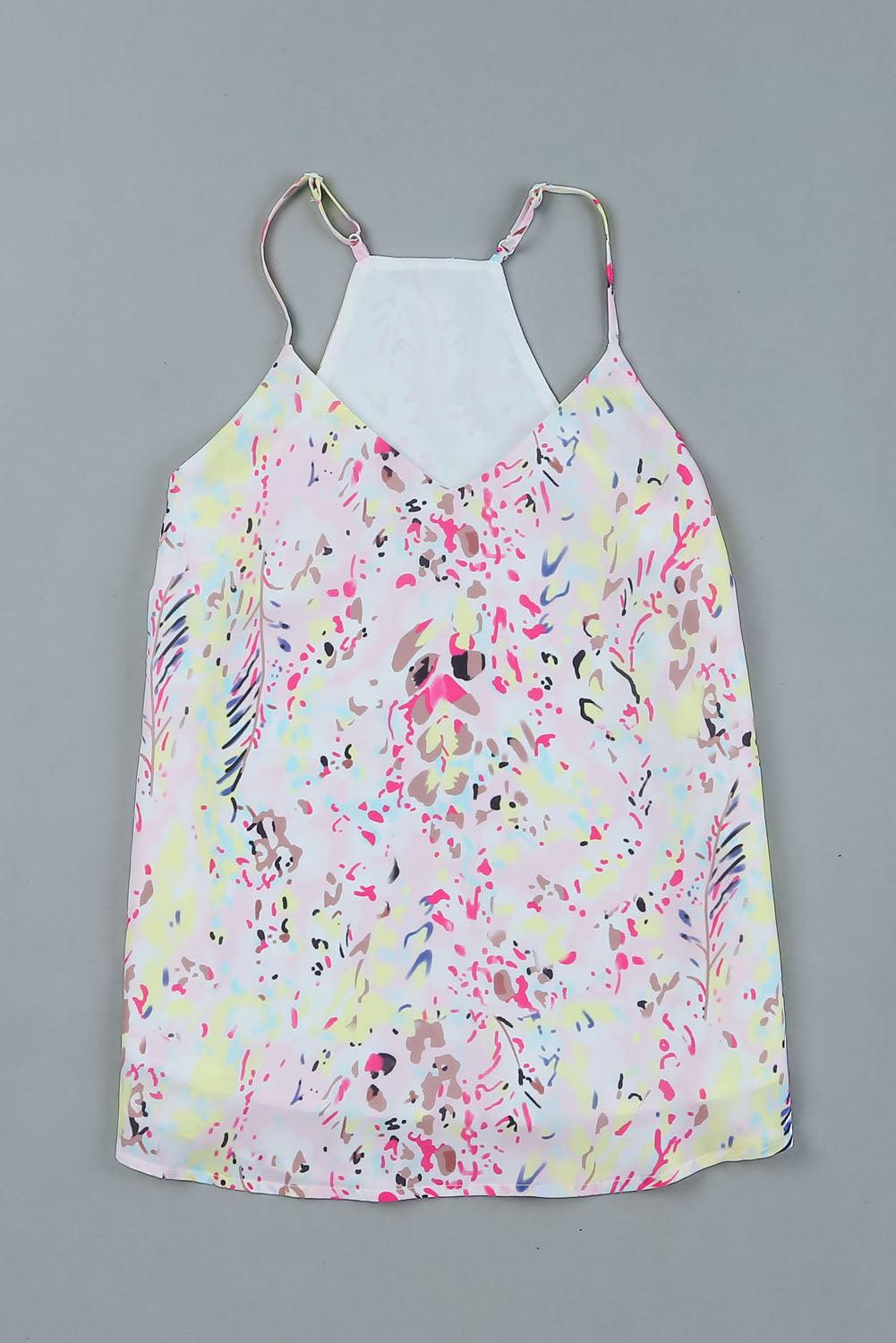 Summer Spaghetti Straps Floral Print Tank Top for Women