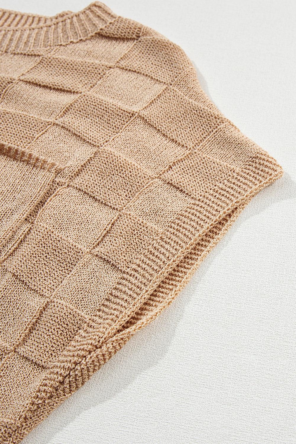 Checkers Textured Knit Short Sleeve Sweater