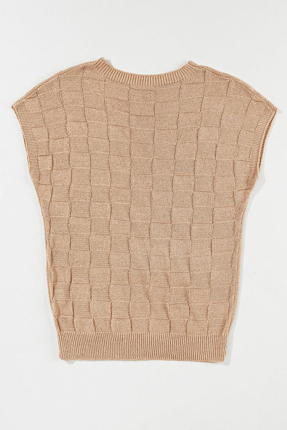 Checkers Textured Knit Short Sleeve Sweater
