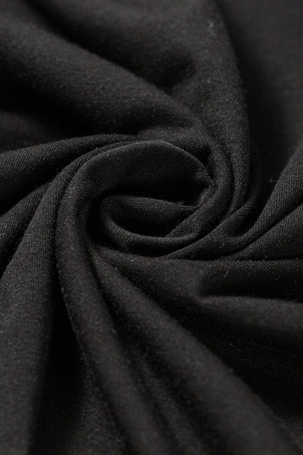 Puff Sleeve Shift Long Tunic Black T-Shirt Dress