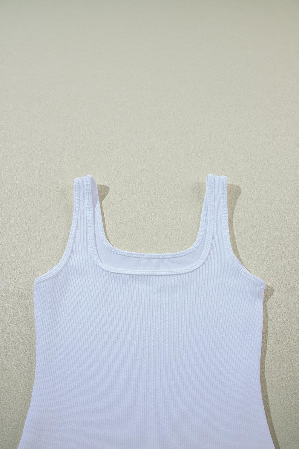 The Essential Knit Square Neck Sleeveless Summer Bodysuit White