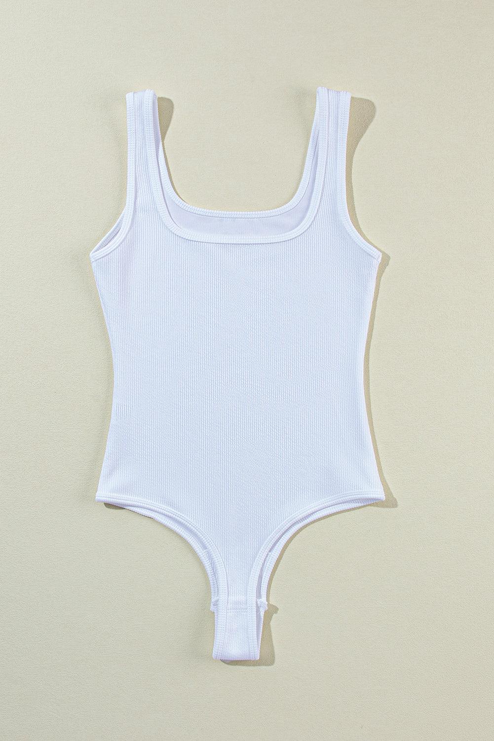 The Essential Knit Square Neck Sleeveless Summer Bodysuit White