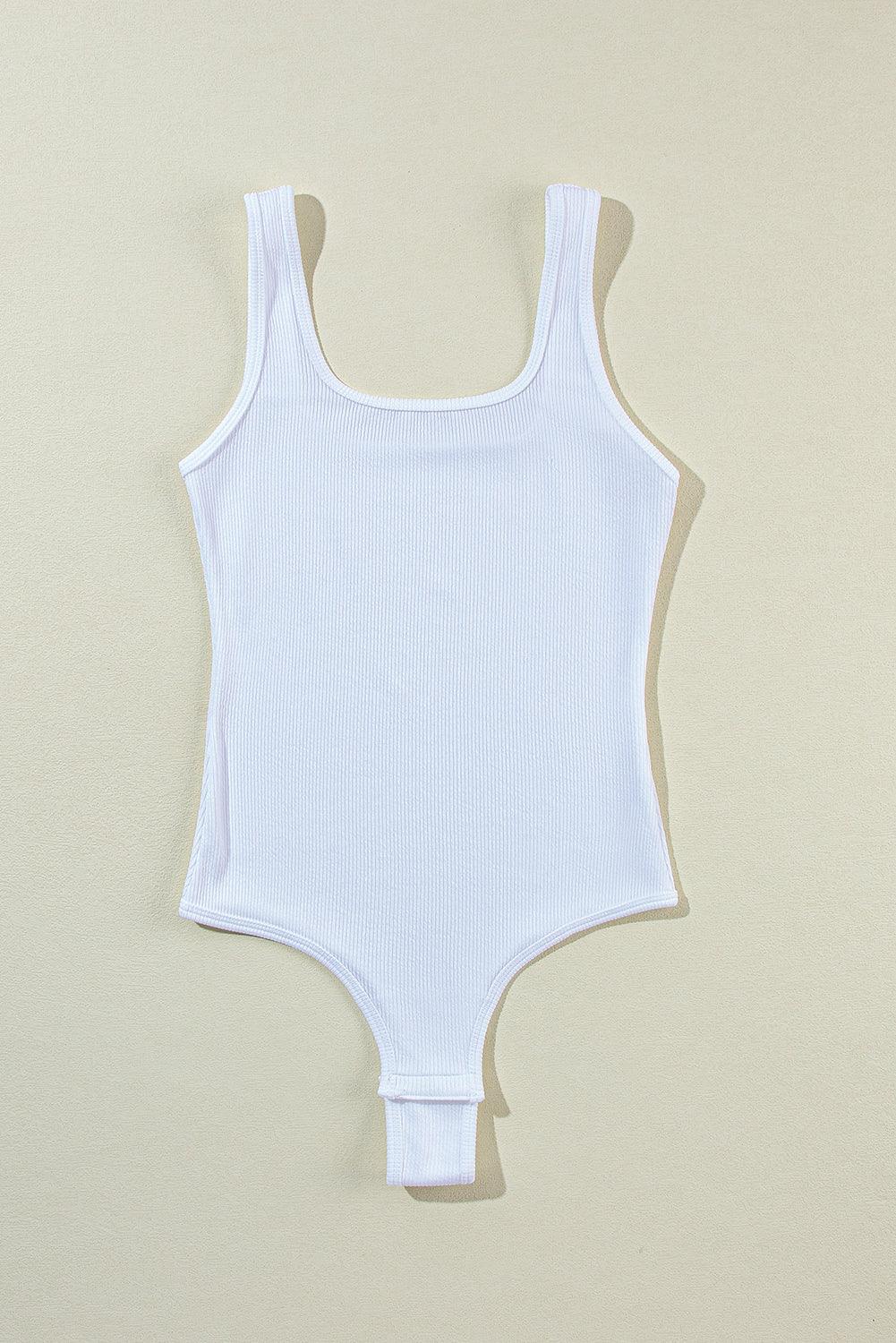 The Essential Knit Square Neck Sleeveless Summer Bodysuit White