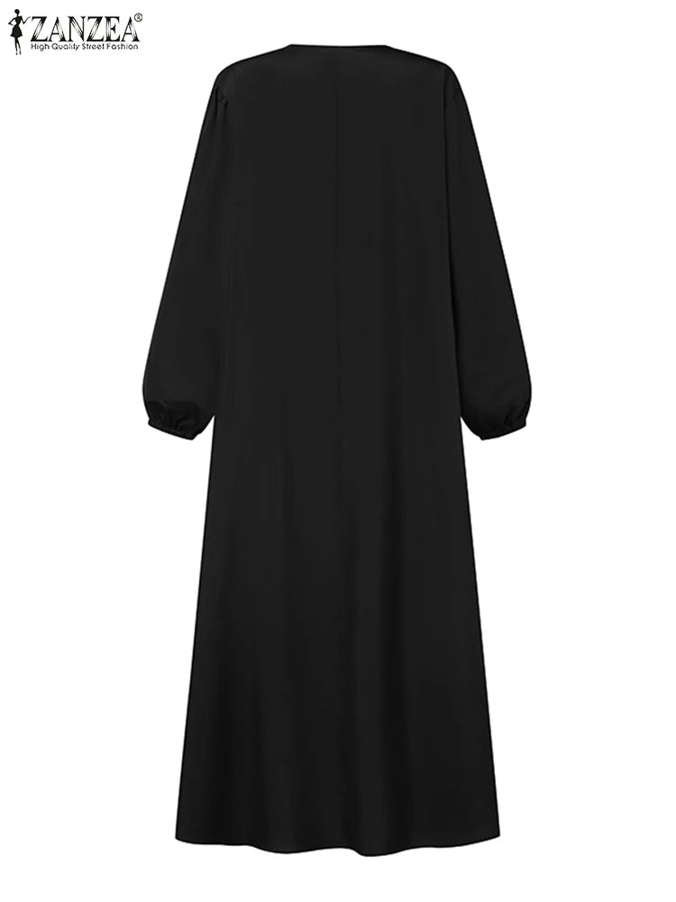 فستان ماكسي بأكمام طويلة