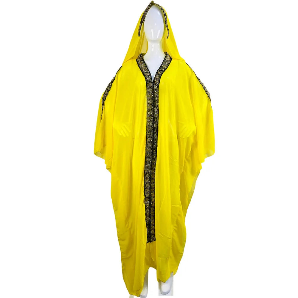 Abaya Morocco Kaftan Dubai Hooded Maxi Dress for  Women