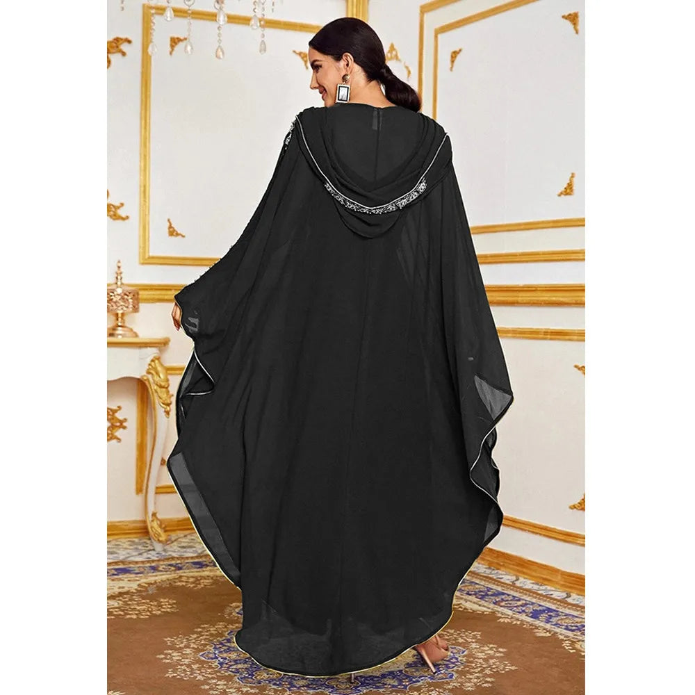 Abaya Morocco Kaftan Dubai Hooded Maxi Dress for  Women