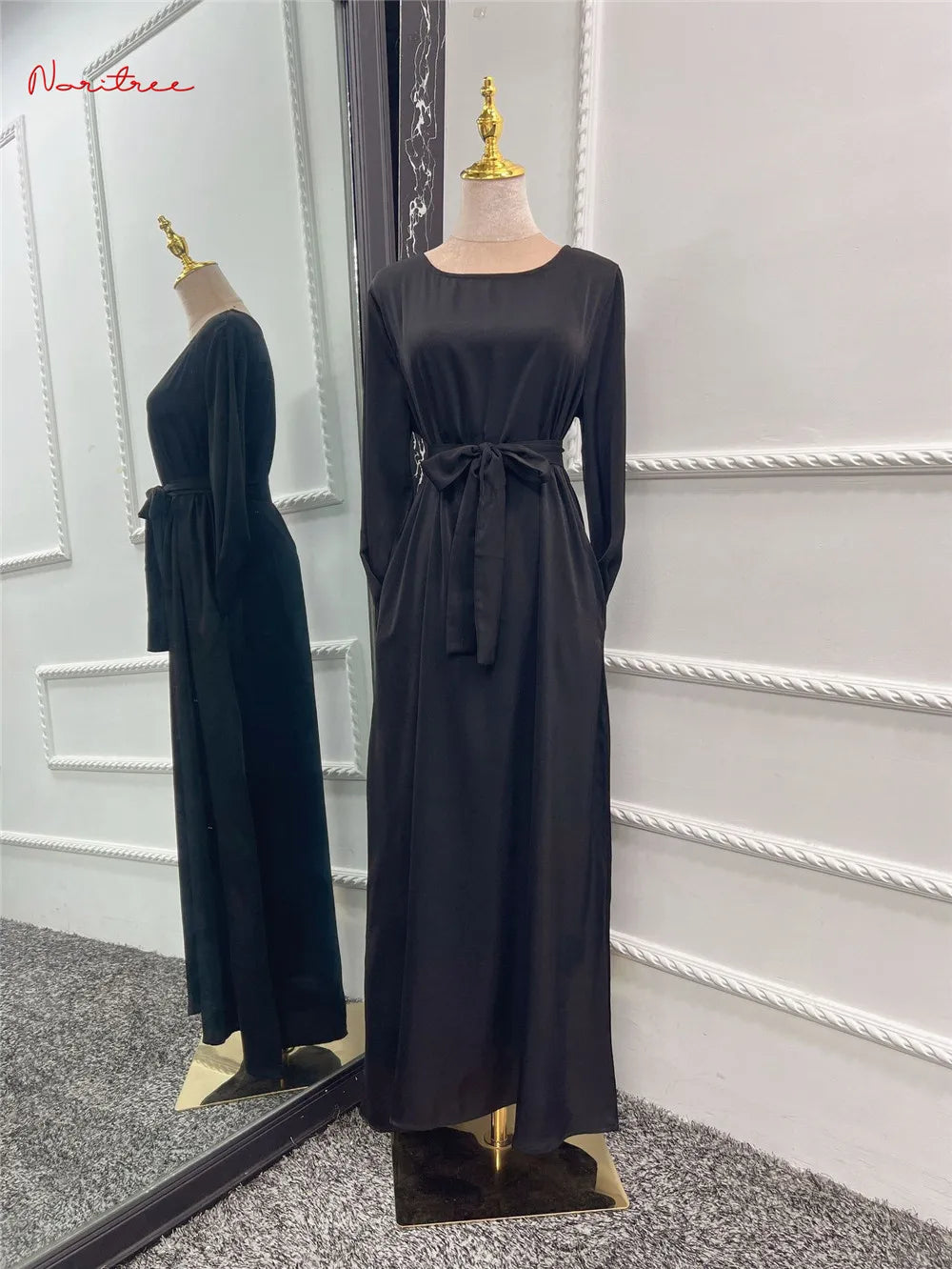 Full Length Flare Sleeve Soft Shiny Abaya for Women