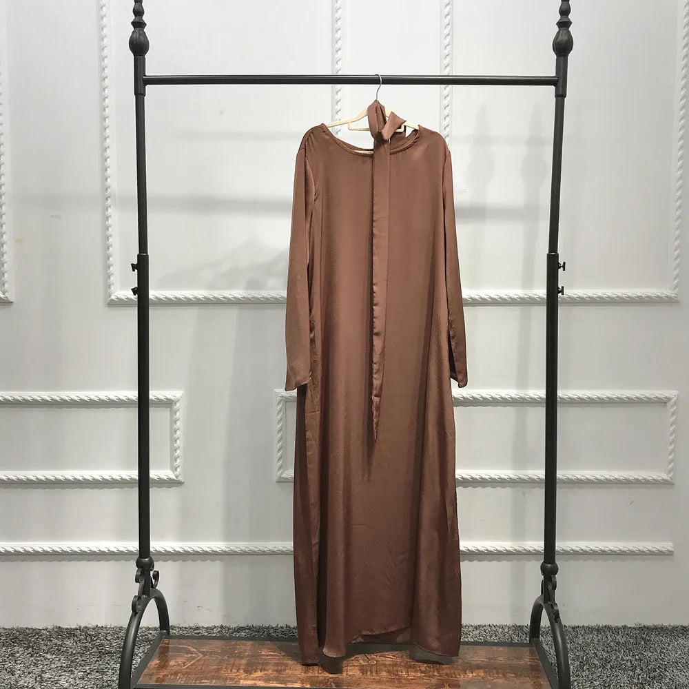 Full Length Flare Sleeve Soft Shiny Abaya for Women