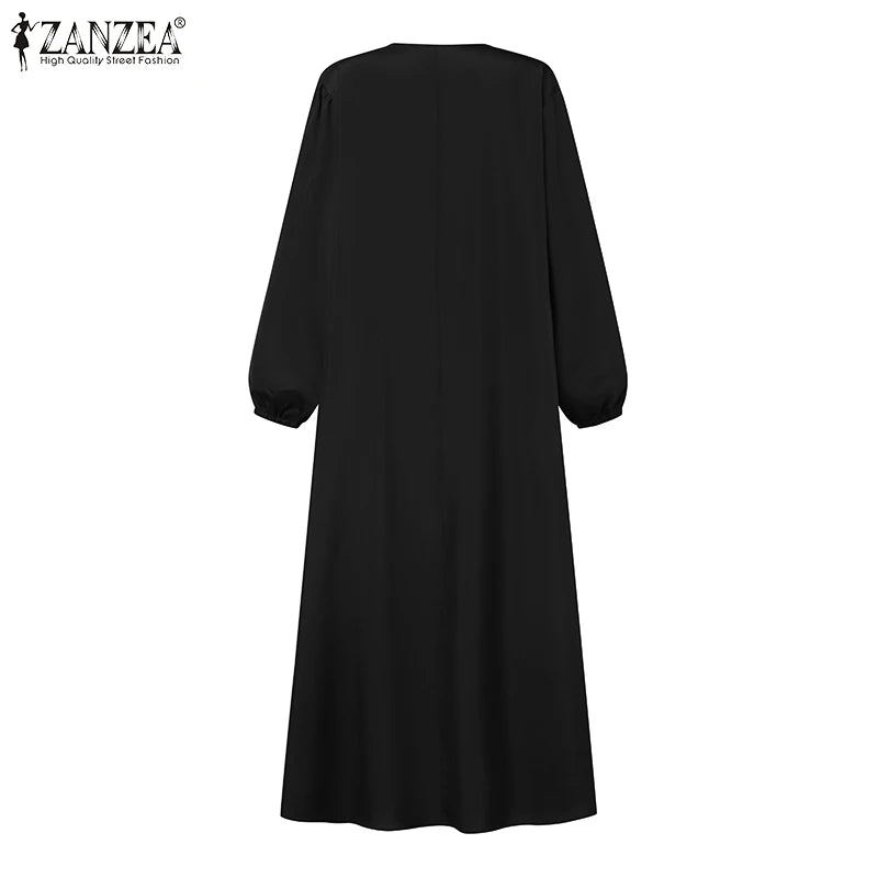 فستان ماكسي بأكمام طويلة