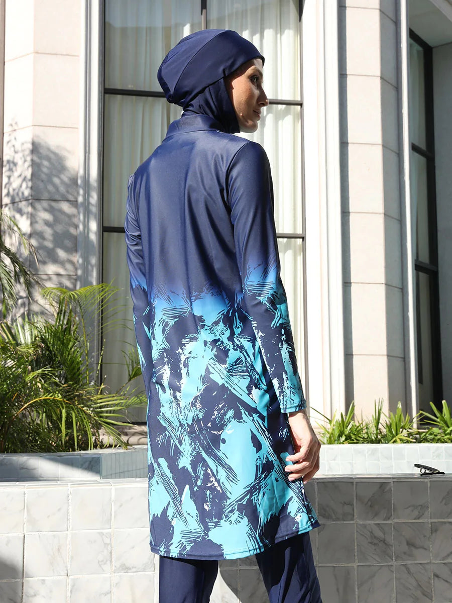 Plus Size 4PCS Burkini Woman Swimsuit with Full Cover Hijab
