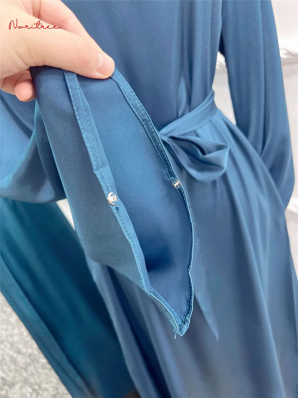 Full Length Flare Sleeve Soft Shiny Abaya for Women