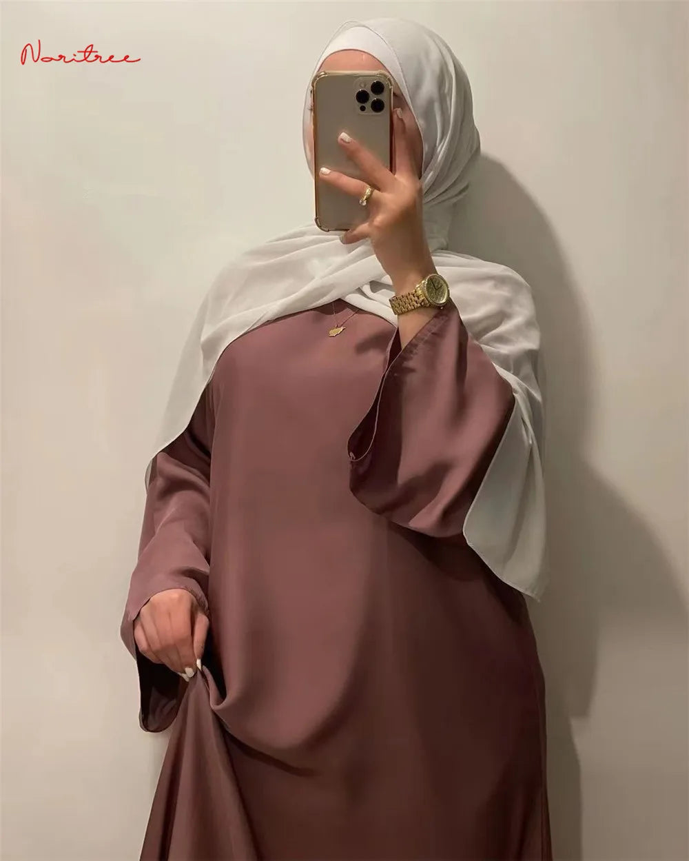 Full Length Flare Sleeve Soft Shiny Abaya for Women