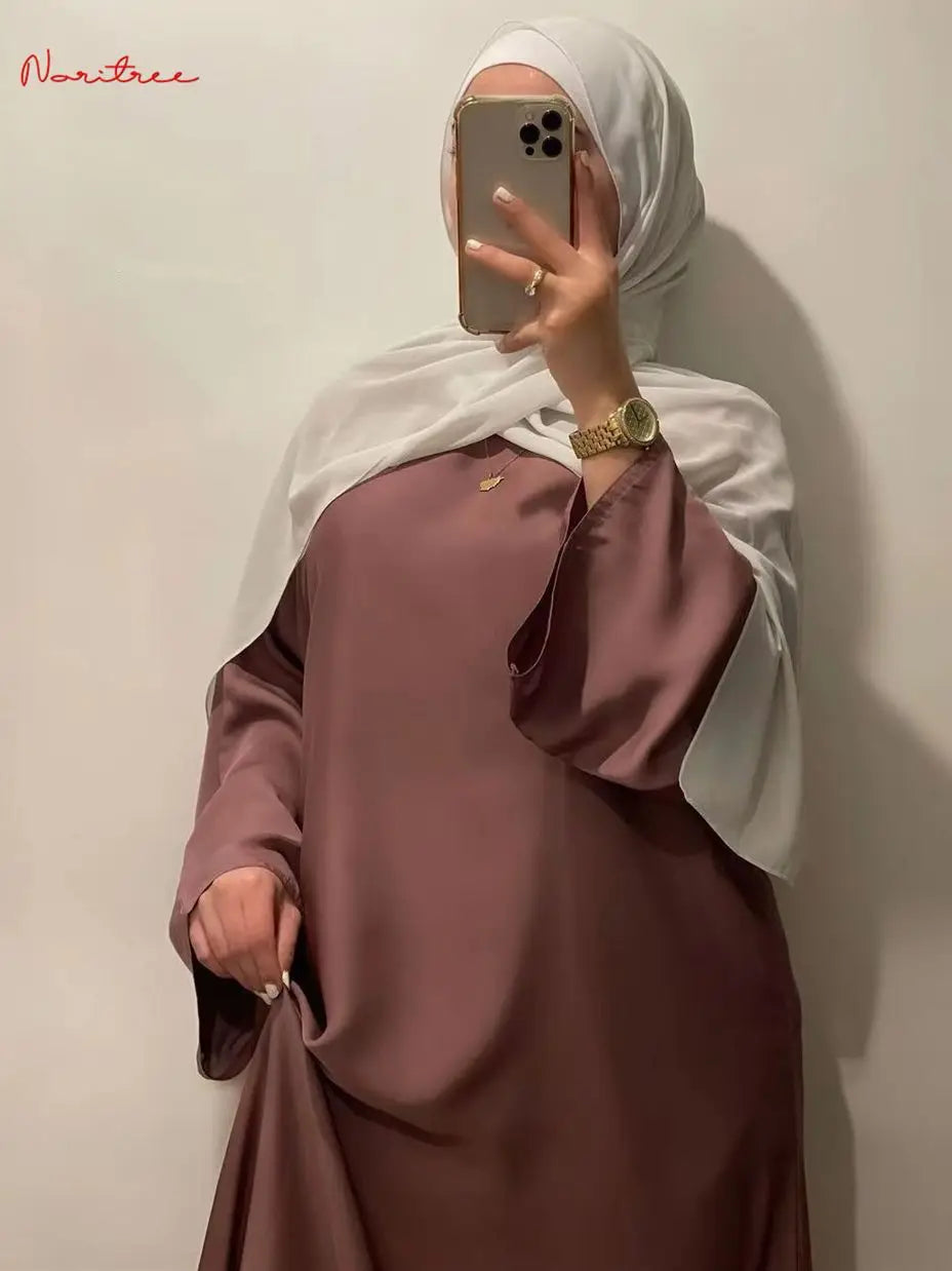 Full Length Flare Sleeve Soft Shiny Abaya for Women