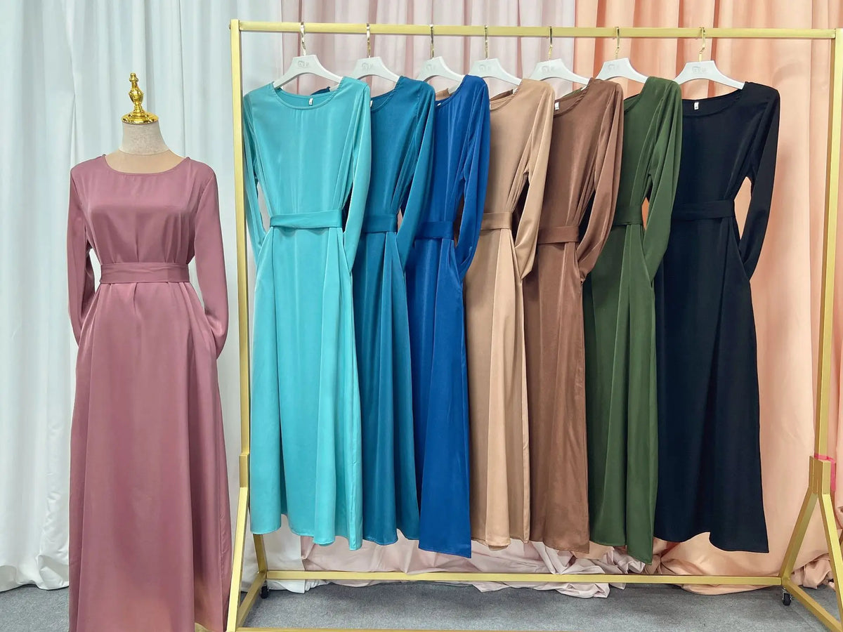 Full Length Flare Sleeve Soft Shiny Abaya for Women