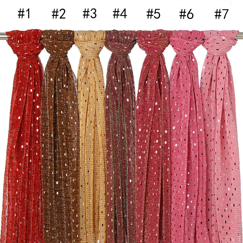 Solid Bubble Chiffon Glitter Shimmer Hijabs for Women