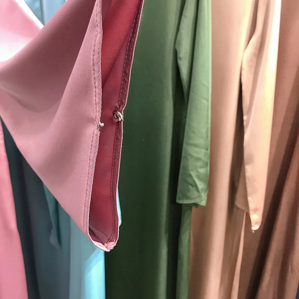 Full Length Flare Sleeve Soft Shiny Abaya for Women