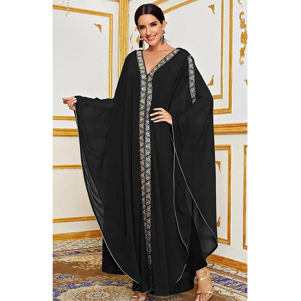 Abaya Morocco Kaftan Dubai Hooded Maxi Dress for  Women