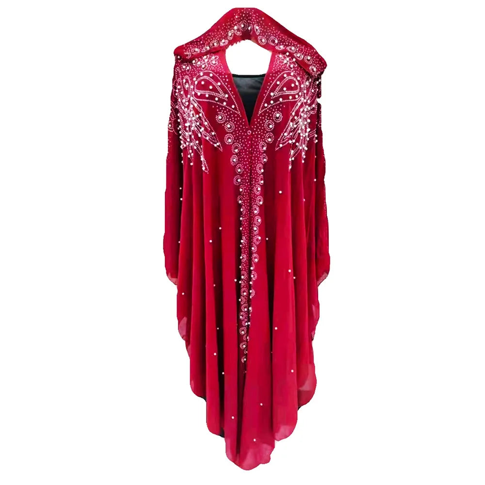 Abaya Morocco Kaftan Dubai Hooded Maxi Dress for  Women
