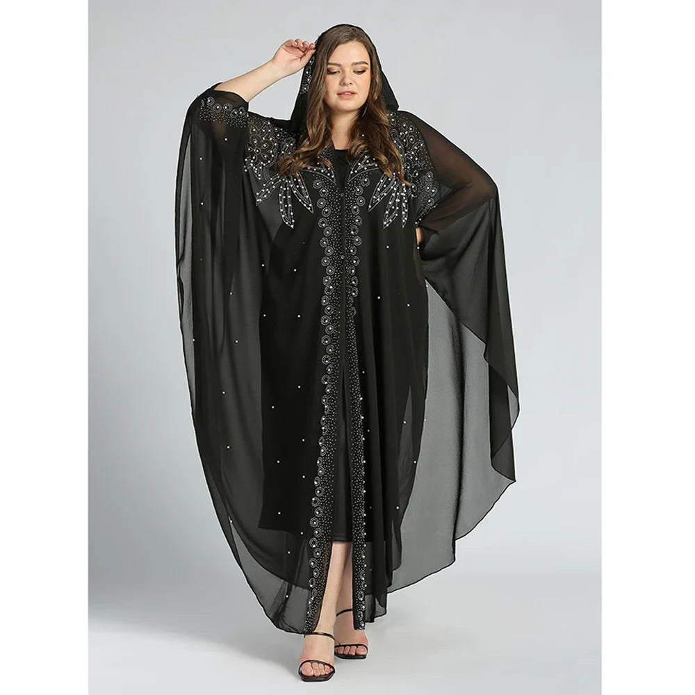 Abaya Morocco Kaftan Dubai Hooded Maxi Dress for  Women