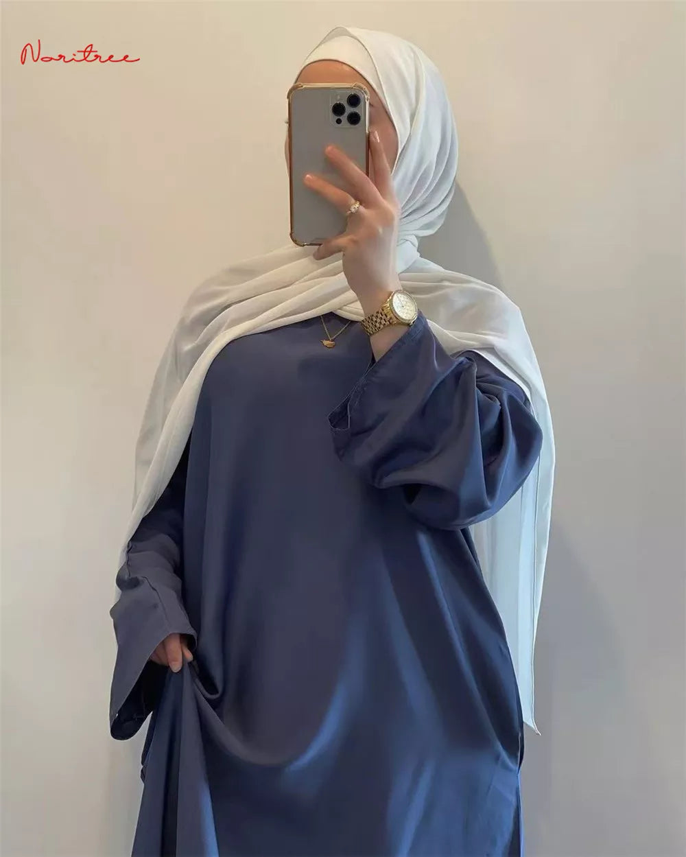 Full Length Flare Sleeve Soft Shiny Abaya for Women
