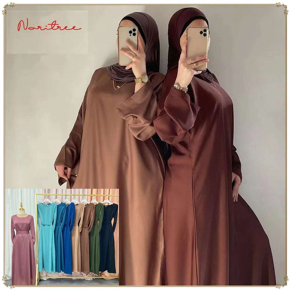 Full Length Flare Sleeve Soft Shiny Abaya for Women