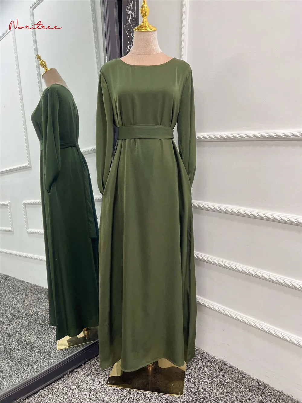 Full Length Flare Sleeve Soft Shiny Abaya for Women