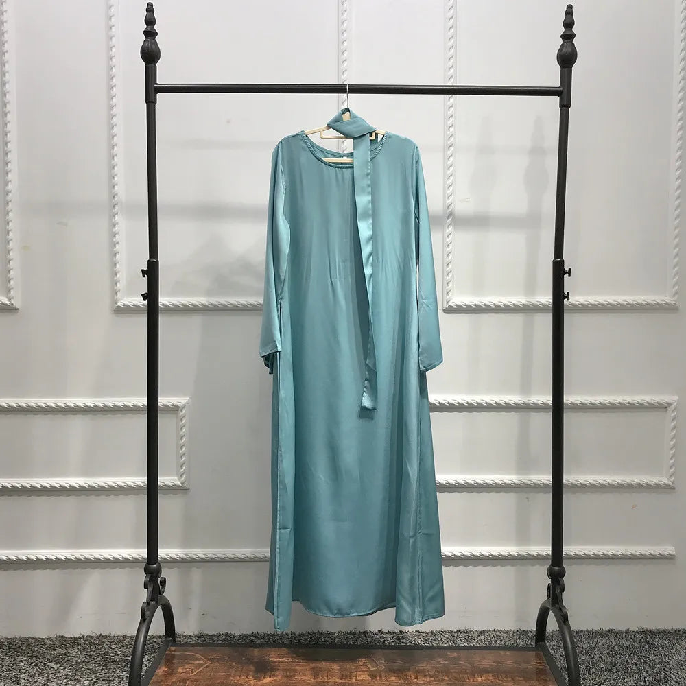 Full Length Flare Sleeve Soft Shiny Abaya for Women