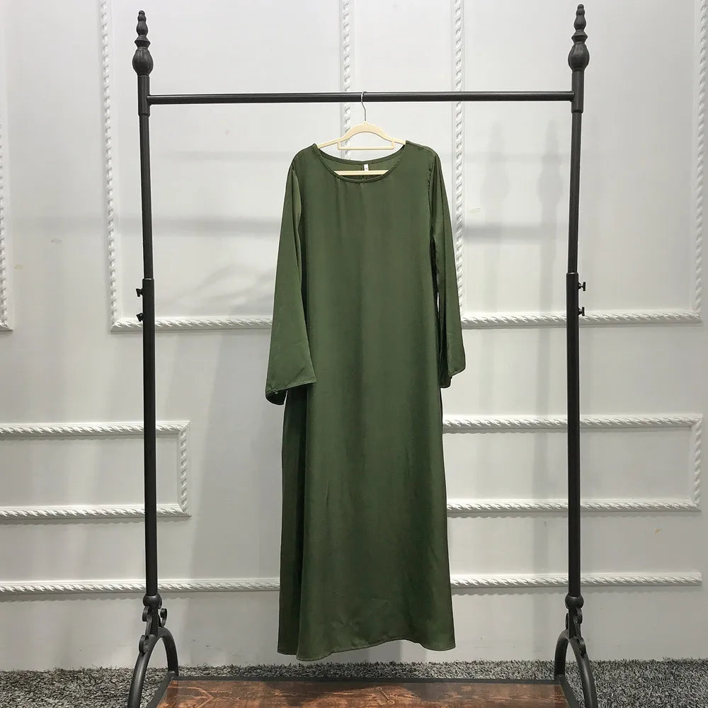 Full Length Flare Sleeve Soft Shiny Abaya for Women
