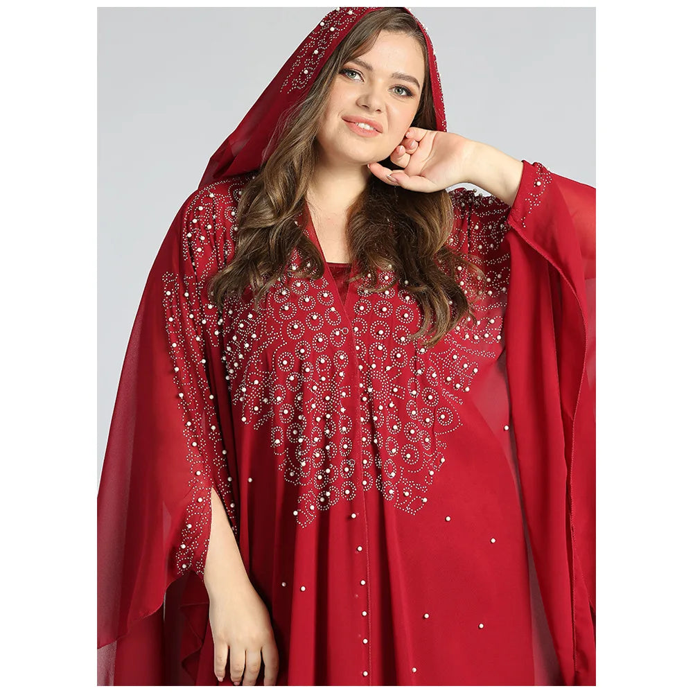 Abaya Morocco Kaftan Dubai Hooded Maxi Dress for  Women